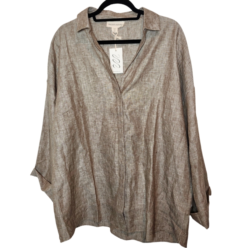 Maurie & Eve Mocha Oversized Linen Shirt Reflect Linen Shirt